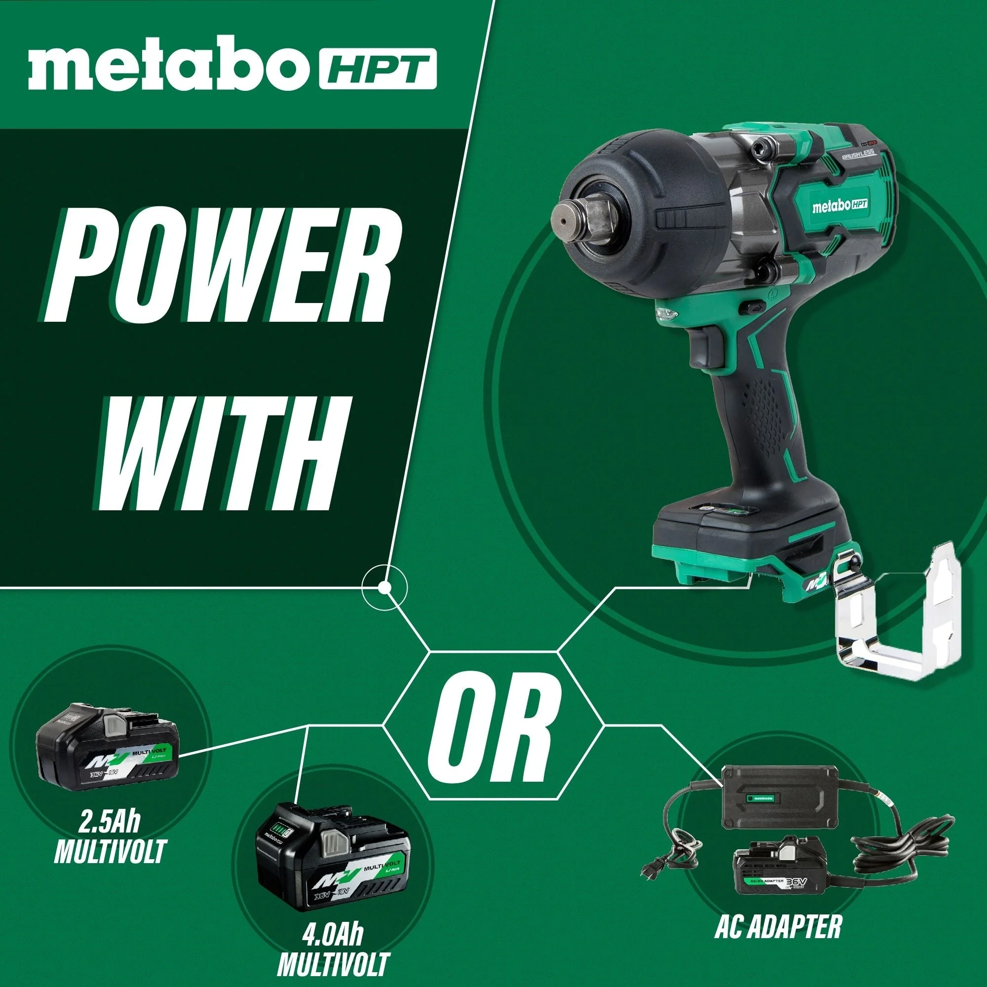 metabo HPT WR36DAQ4M 36V MultiVolt™ Brushless 3/4 Inch Impact Wrench (Tool Body Only) - Image 3