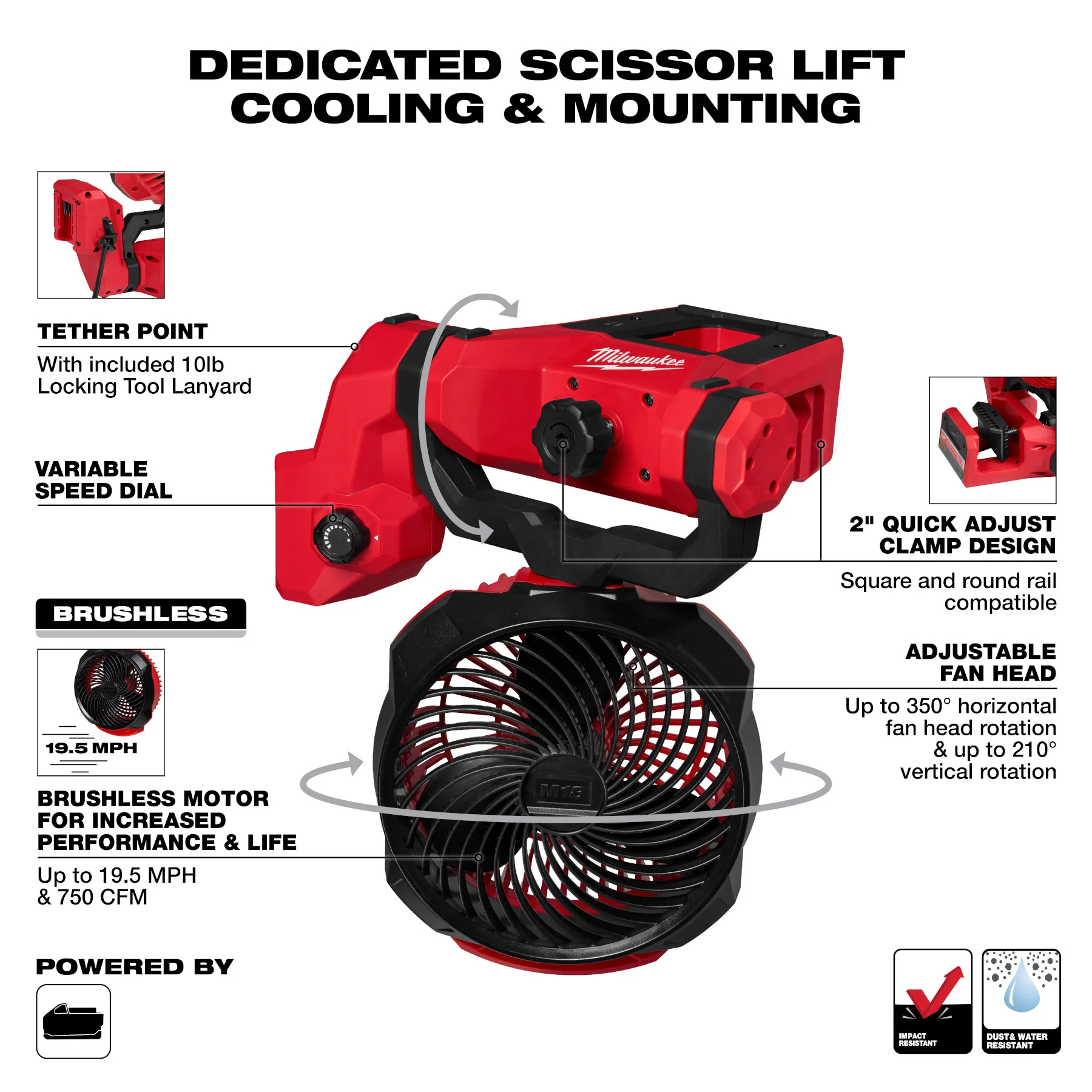 Milwaukee 0817-20 M18™ Brushless Scissor Lift Fan - Image 9