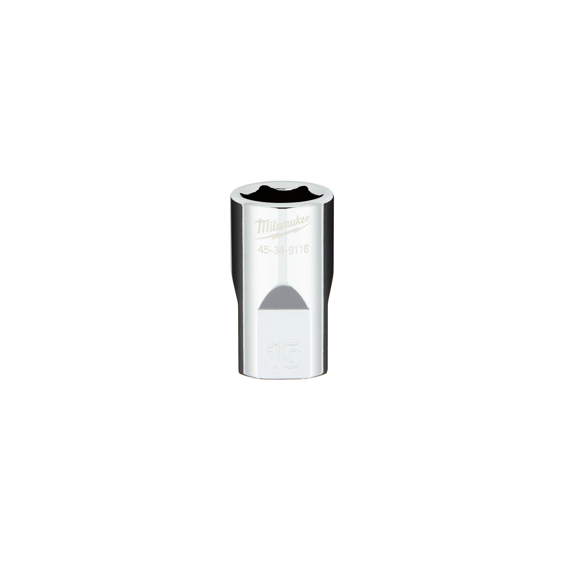Milwaukee 1/2" Drive 15MM Metric 6-Point Socket with FOUR FLAT™ Sides 45-34-9116