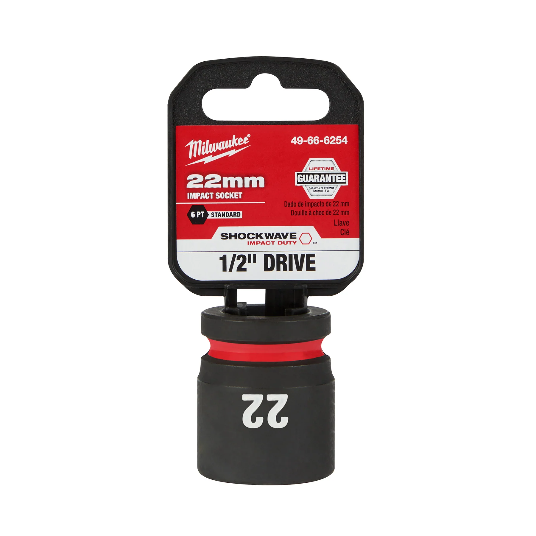 Milwaukee 1/2" Drive 22MM 6 Point Socket SHOCKWAVE Impact Duty™ 49-66-6254 - Image 2