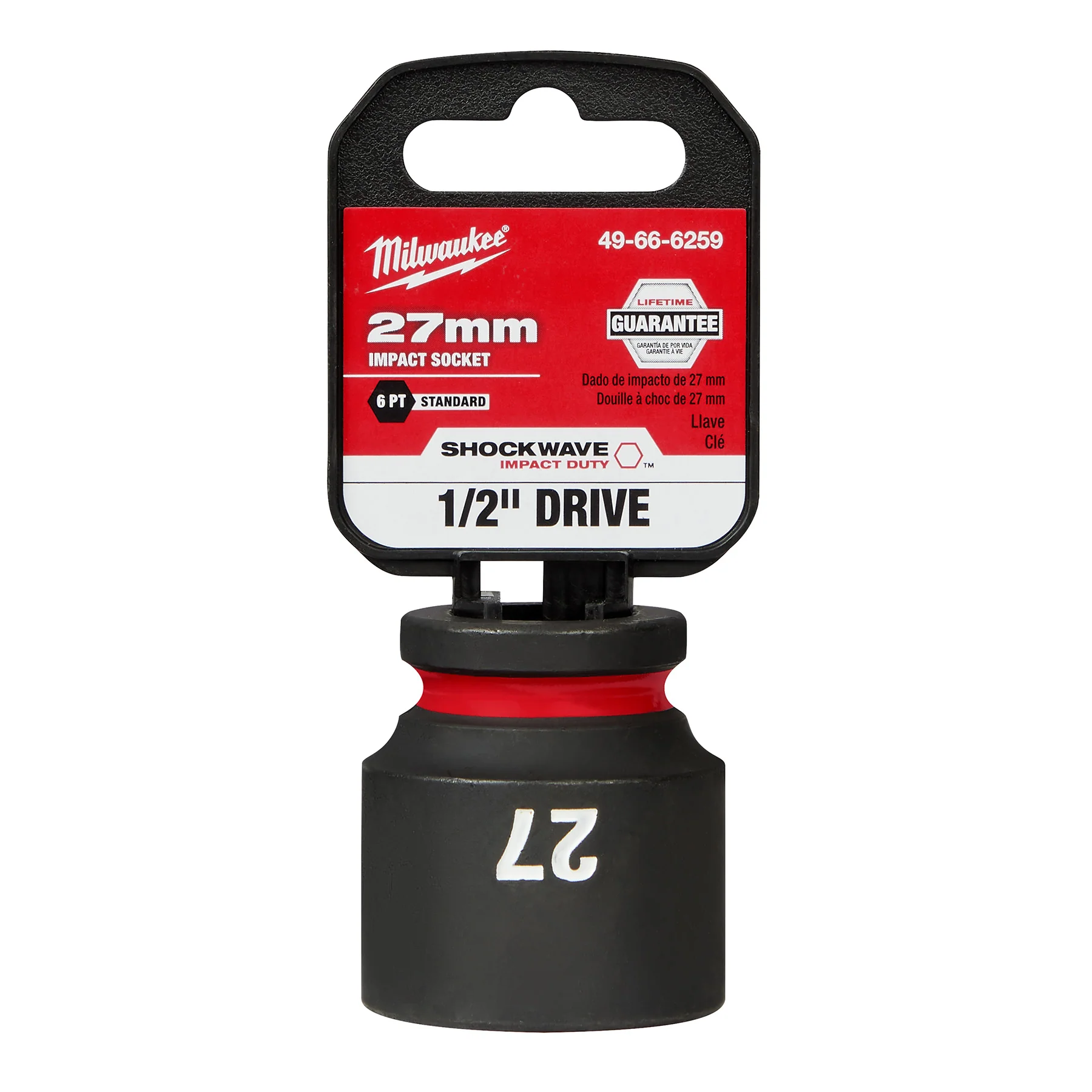 Milwaukee 1/2" Drive 27MM 6 Point Socket SHOCKWAVE Impact Duty™ 49-66-6259 - Image 2