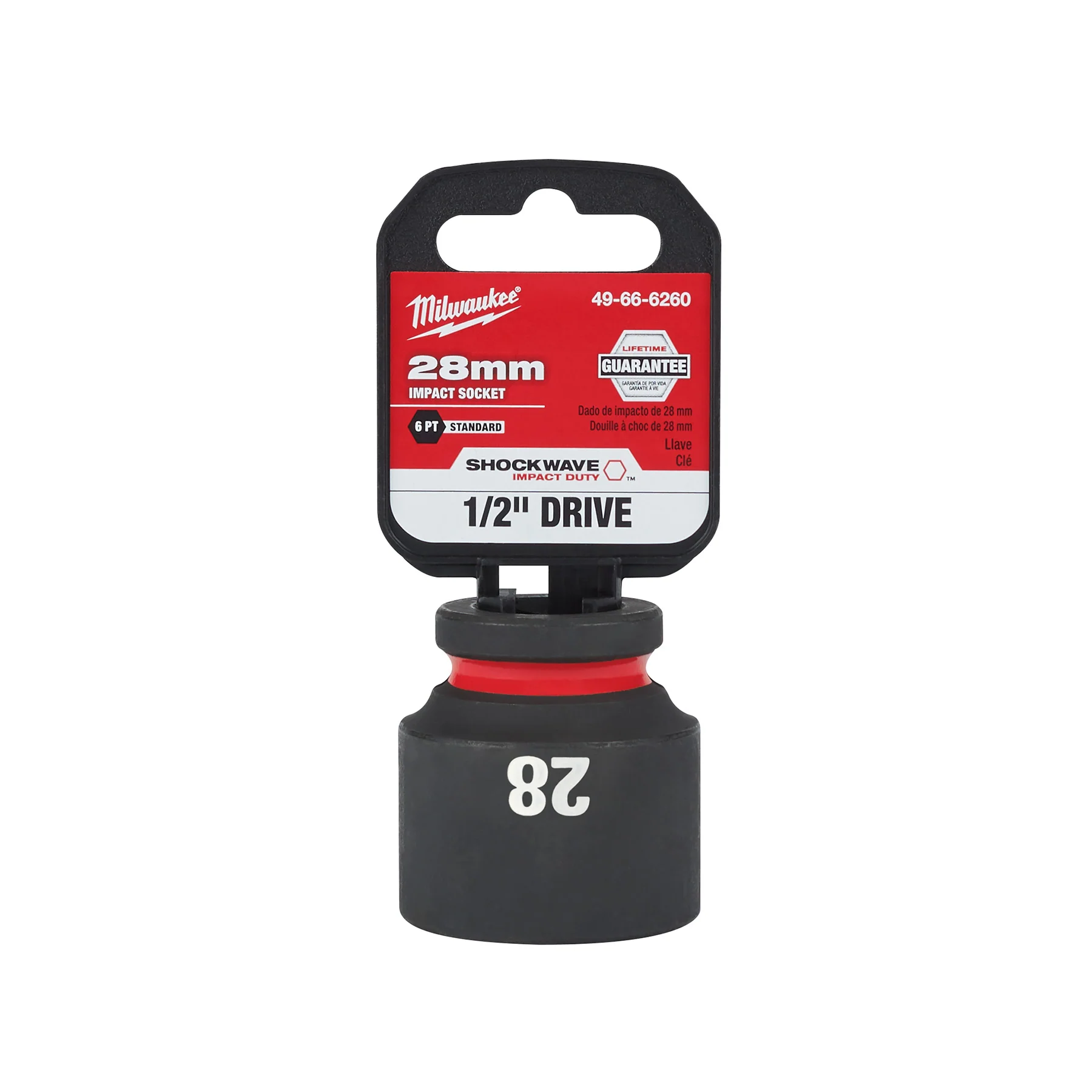 Milwaukee 1/2" Drive 28MM 6 Point Socket SHOCKWAVE Impact Duty™ 49-66-6260 - Image 2