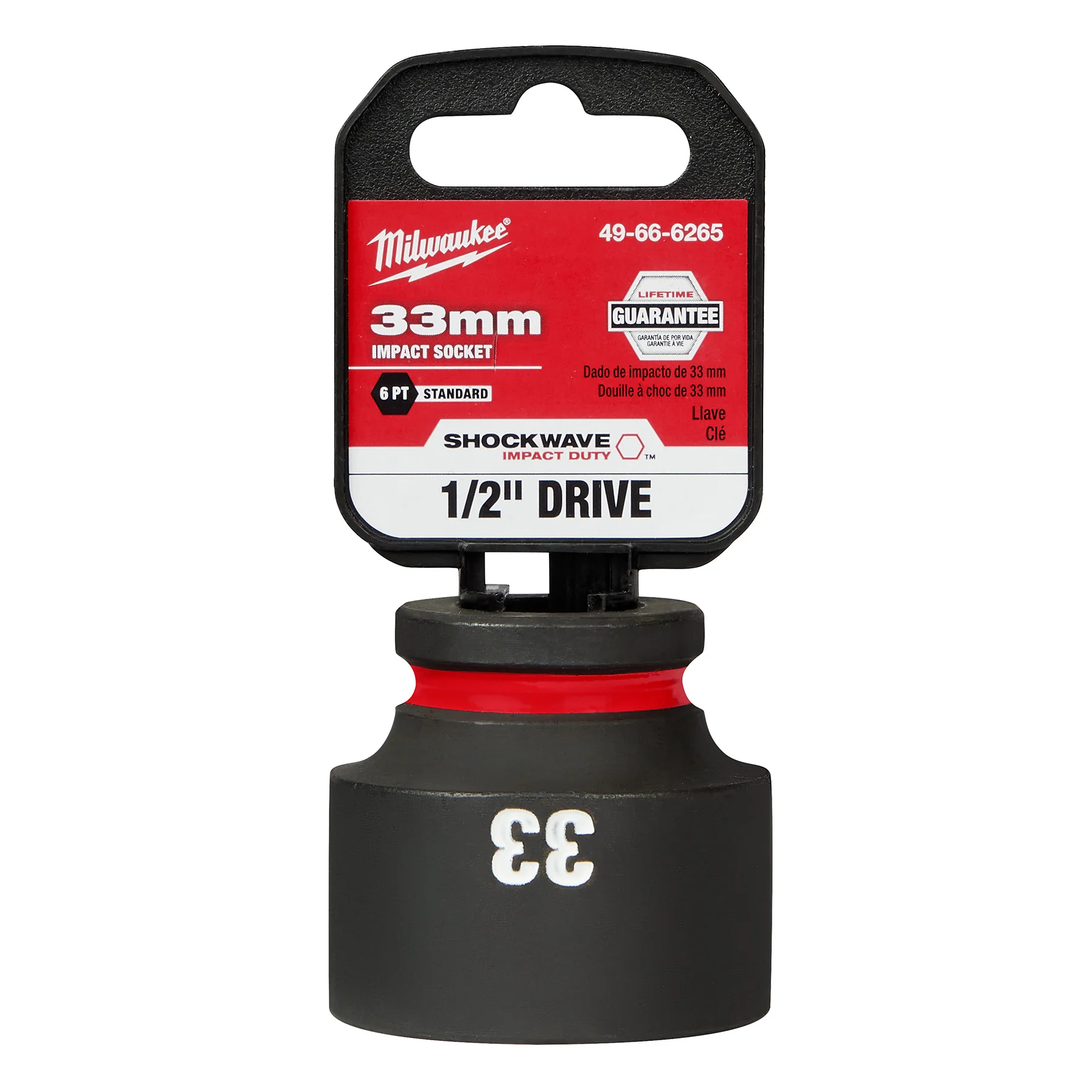 Milwaukee 1/2" Drive 33MM 6 Point Socket SHOCKWAVE Impact Duty™ 49-66-6265 - Image 2