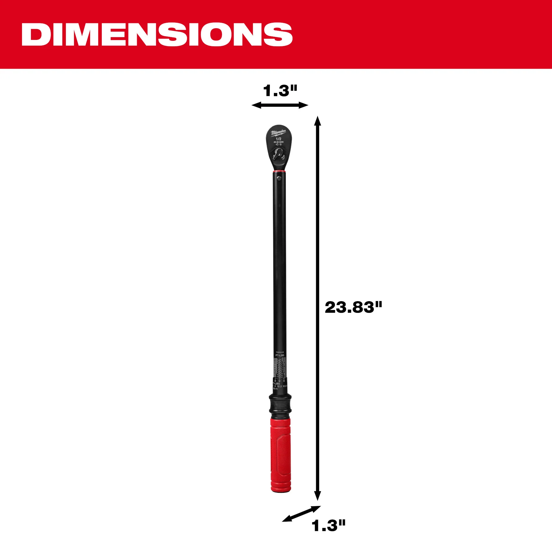 Milwaukee 1/2" Drive Click Torque Wrench (50-250 ft·lbf) 48-22-9203 - Image 3