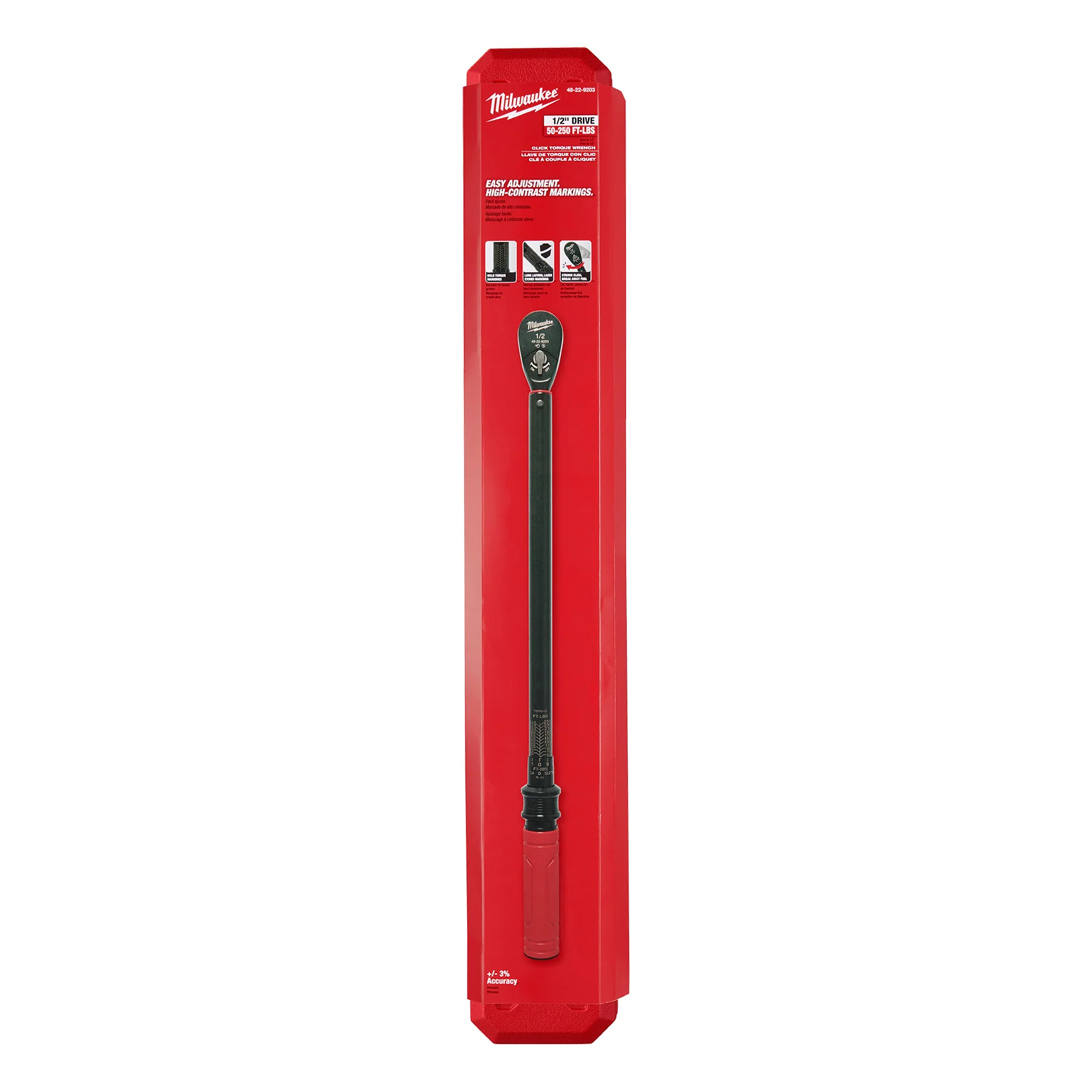 Milwaukee 1/2" Drive Click Torque Wrench (50-250 ft·lbf) 48-22-9203 - Image 7