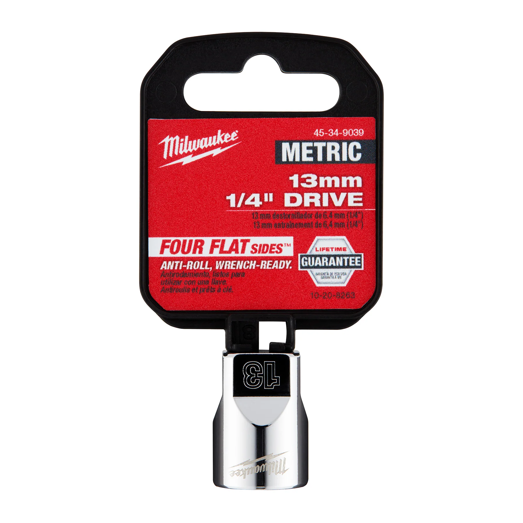 Milwaukee 1/4" Drive 13mm Metric Socket with FOUR FLAT™ Sides 45-34-9039 - Image 2