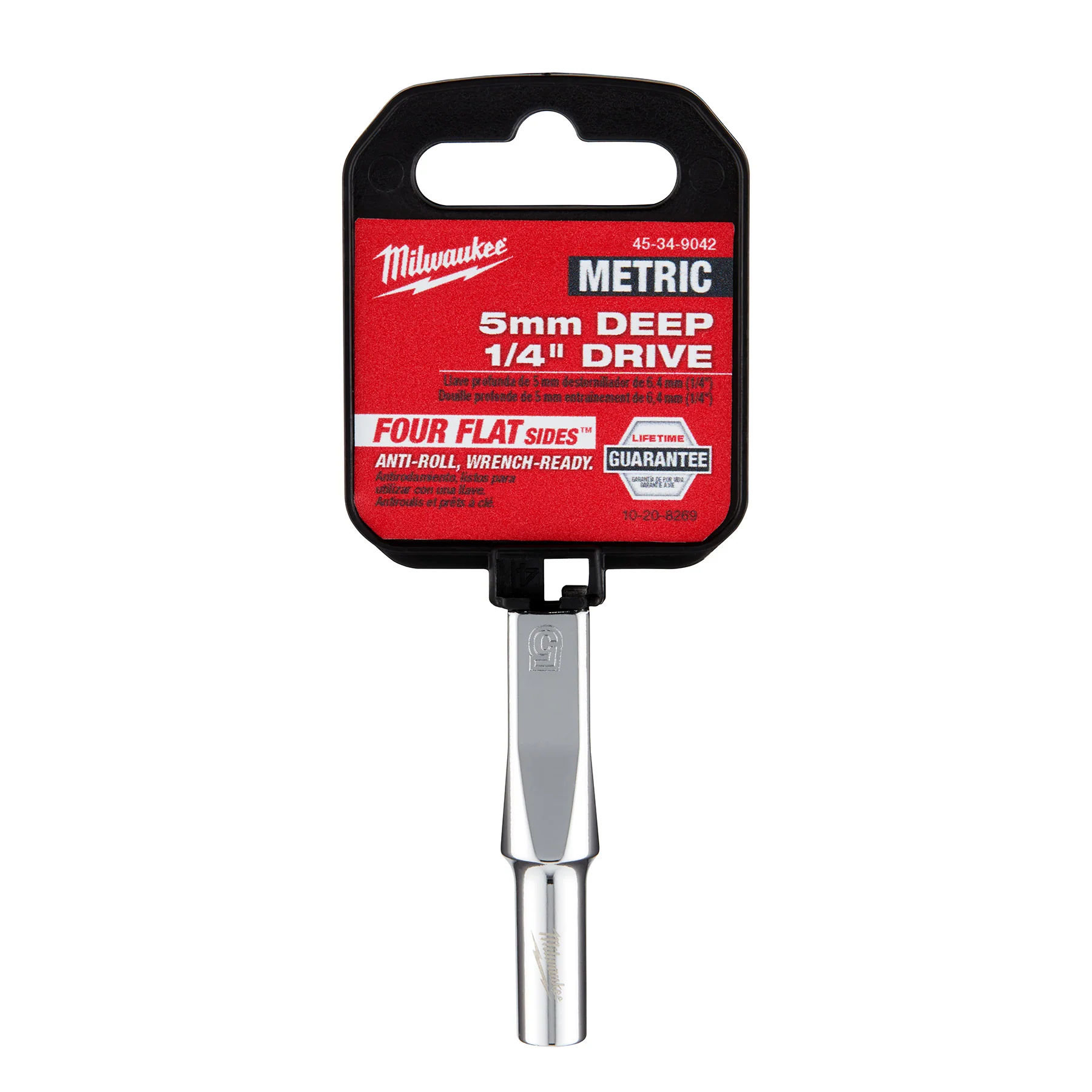 Milwaukee 1/4" Drive 5mm Metric Deep Socket with FOUR FLAT™ Sides 45-34-9042 - Image 2