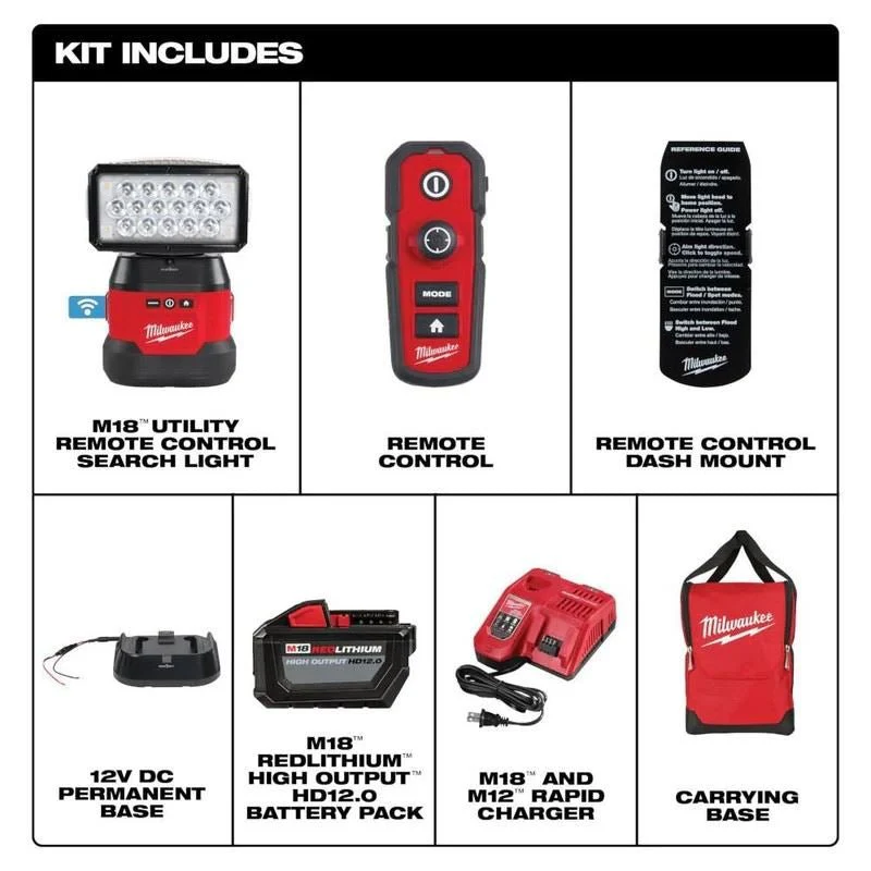 Milwaukee 2123-21HD M18 Utility Remote Control Search Light w/ Portable Base Kit - Image 2