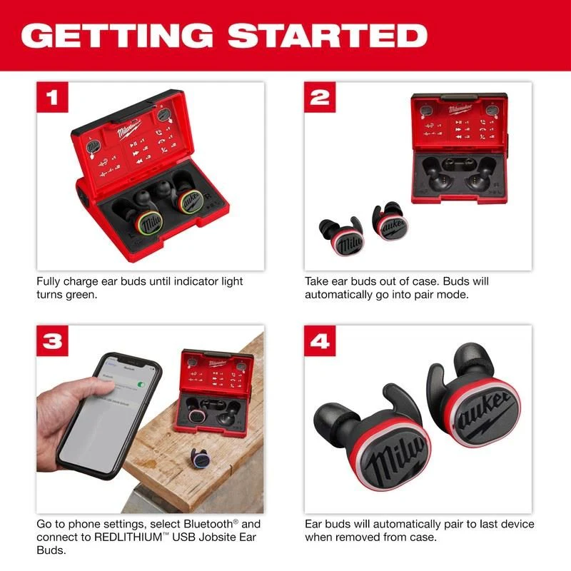 Milwaukee 2191-21 REDLITHIUM USB Bluetooth Jobsite Ear Buds - Image 17