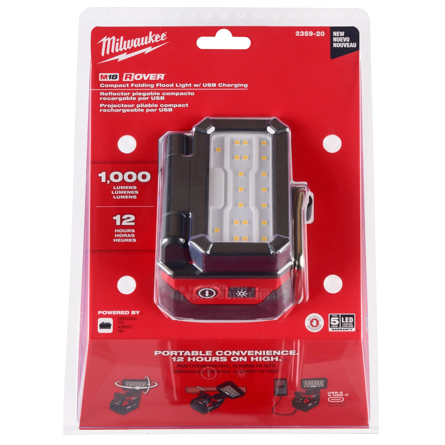 Milwaukee 2359-20 M18™ ROVER™ Compact Folding Flood Light w/ USB Charging - Image 11