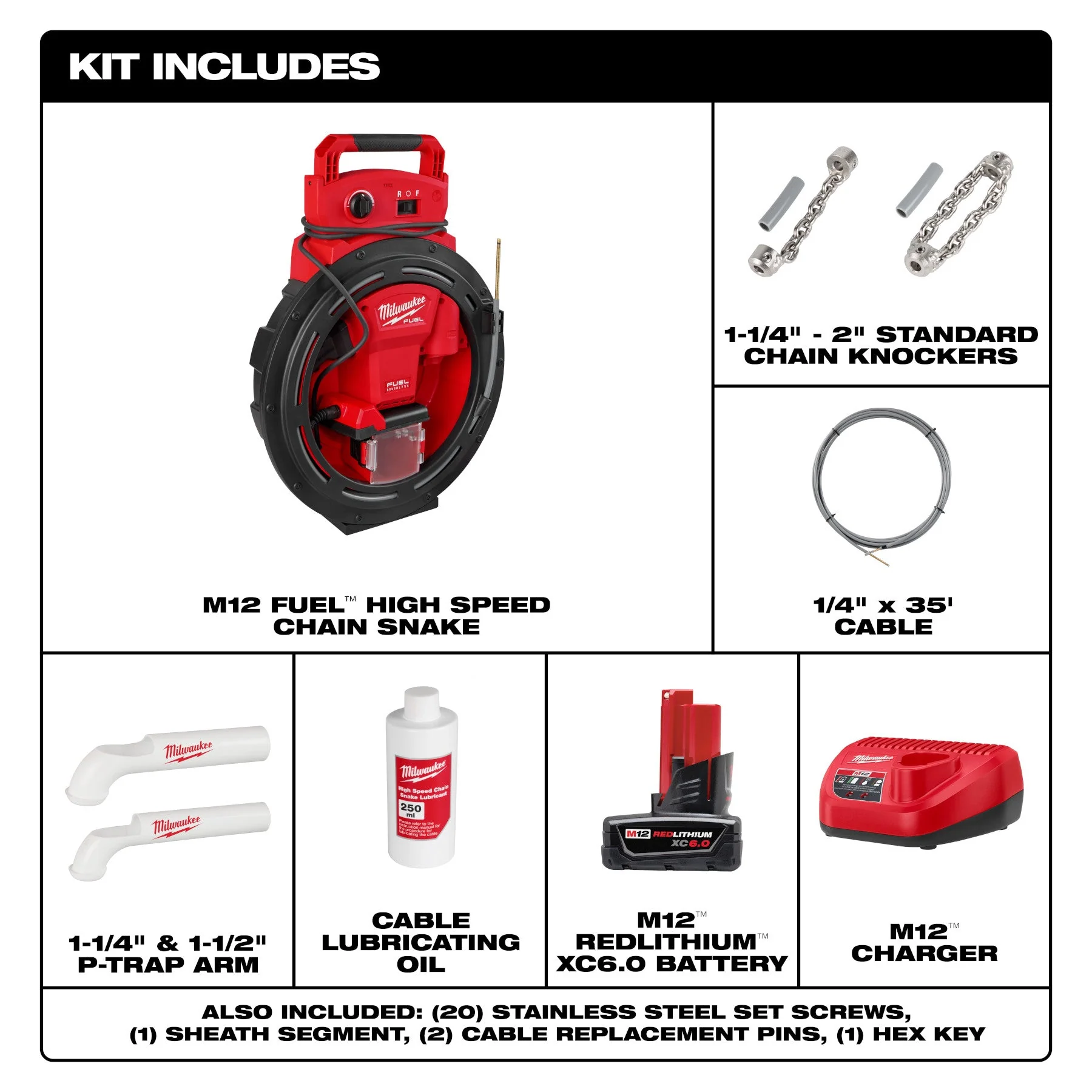 Milwaukee 2519-21 M12 FUEL™ High Speed Chain Snake for 1-1/4”-2” Pipes - Image 11