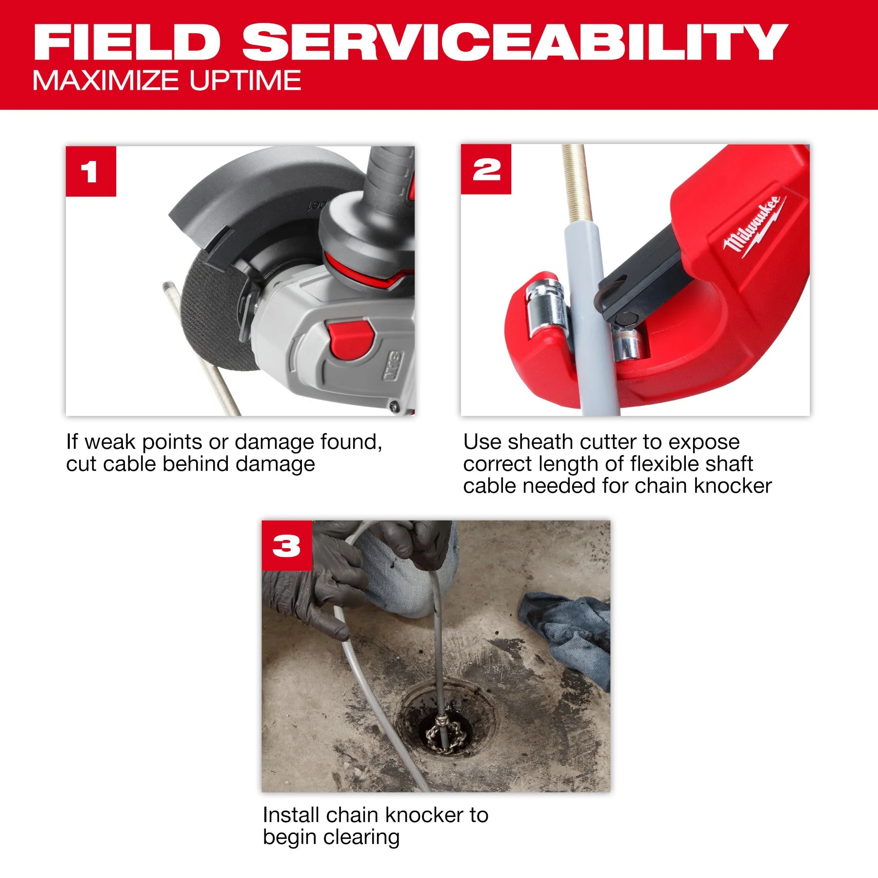 Milwaukee 2519-21 M12 FUEL™ High Speed Chain Snake for 1-1/4”-2” Pipes - Image 12