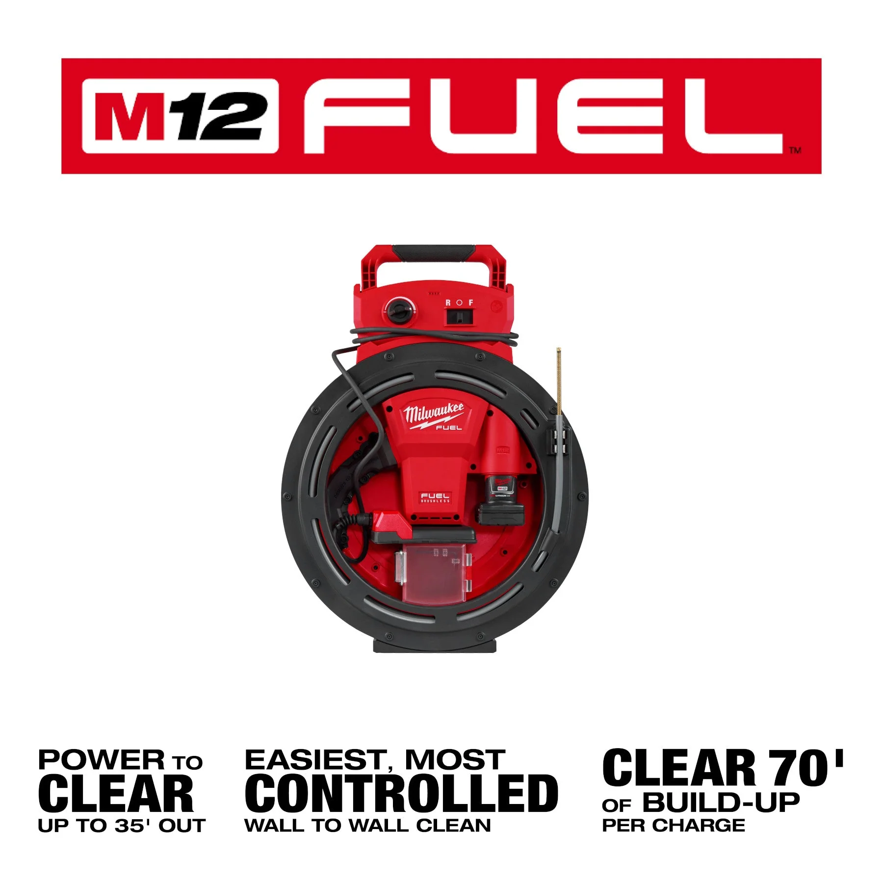 Milwaukee 2519-21 M12 FUEL™ High Speed Chain Snake for 1-1/4”-2” Pipes - Image 14