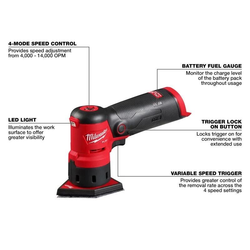 Milwaukee 2531-20 M12 FUEL Orbital Detail Sander - Image 11