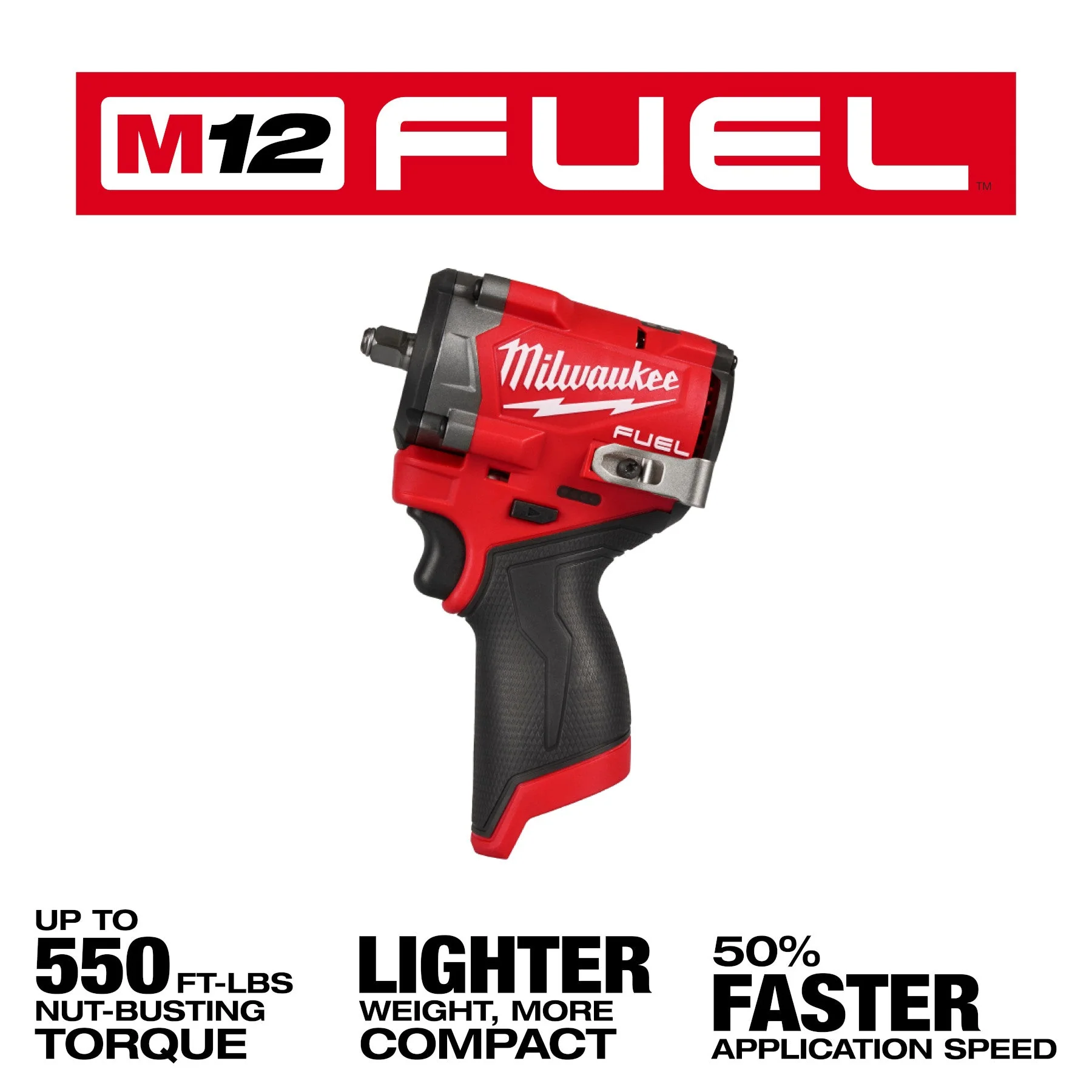 Milwaukee 2562-20 M12 FUEL™ Stubby 3/8" Impact Wrench - Image 4