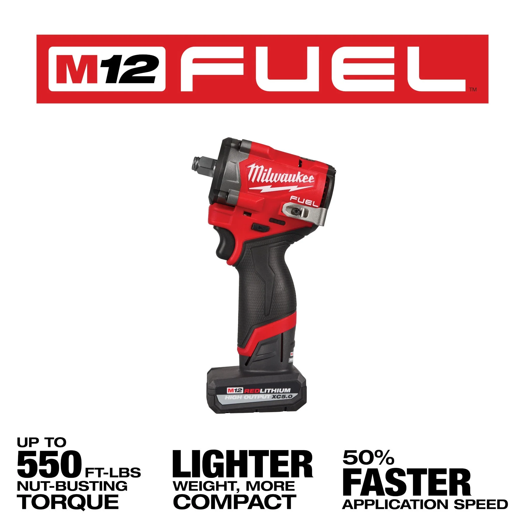 Milwaukee 2563-22 M12 FUEL™ Stubby 1/2" Impact Wrench Kit - Image 9