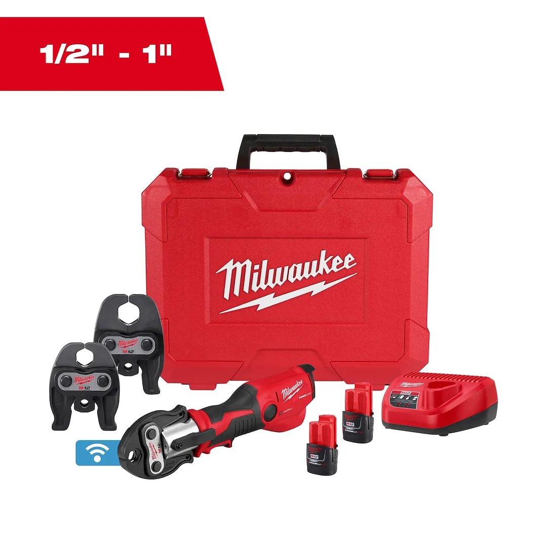Milwaukee 2573-22 M12™ FORCE LOGIC™ Press Tool Kit with ONE-KEY™ and 1/2 in. - 1 in. CTS-V Jaws
