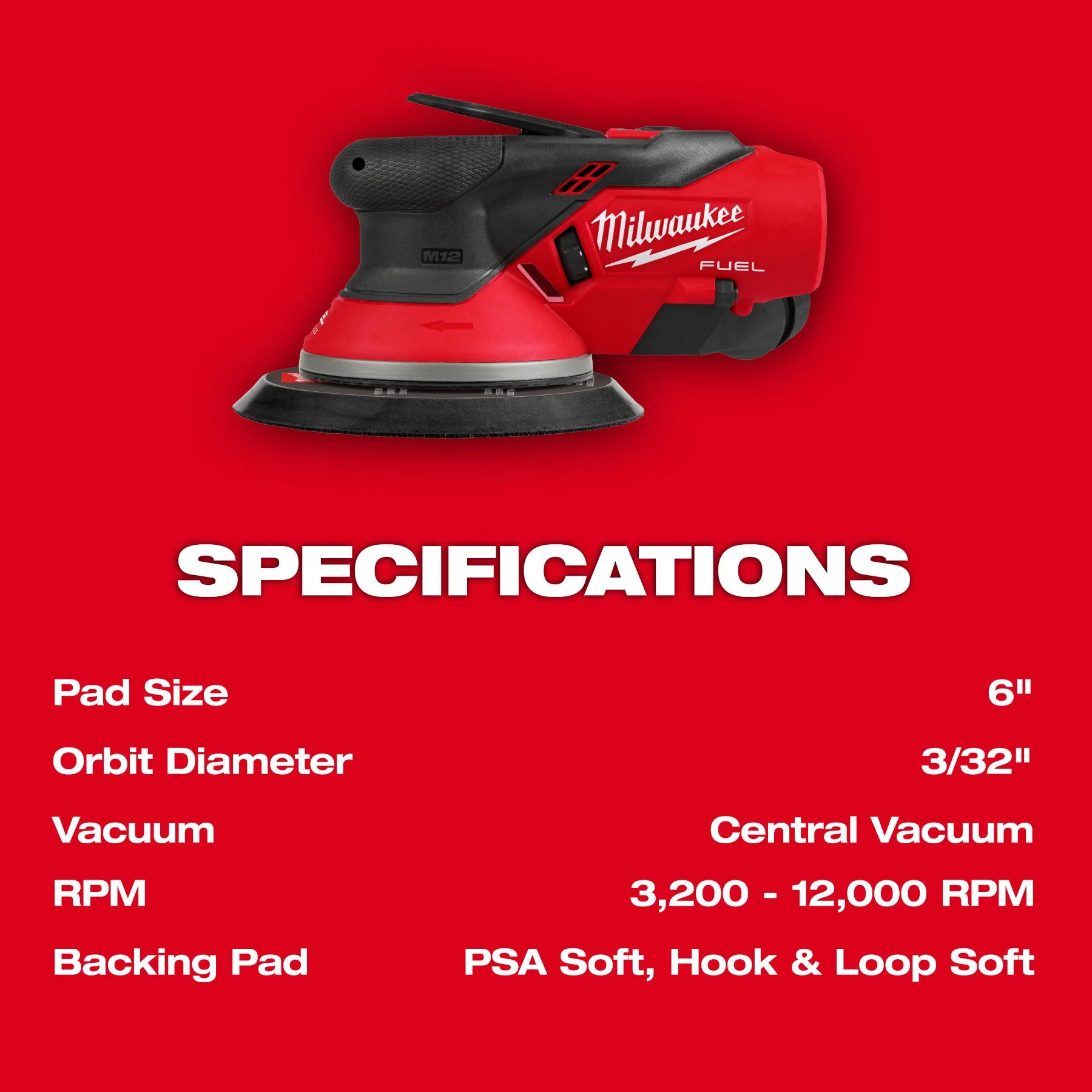 Milwaukee 2584-20 M12™ FUEL™ 6" Random Orbital Sander (3/32") - Image 10