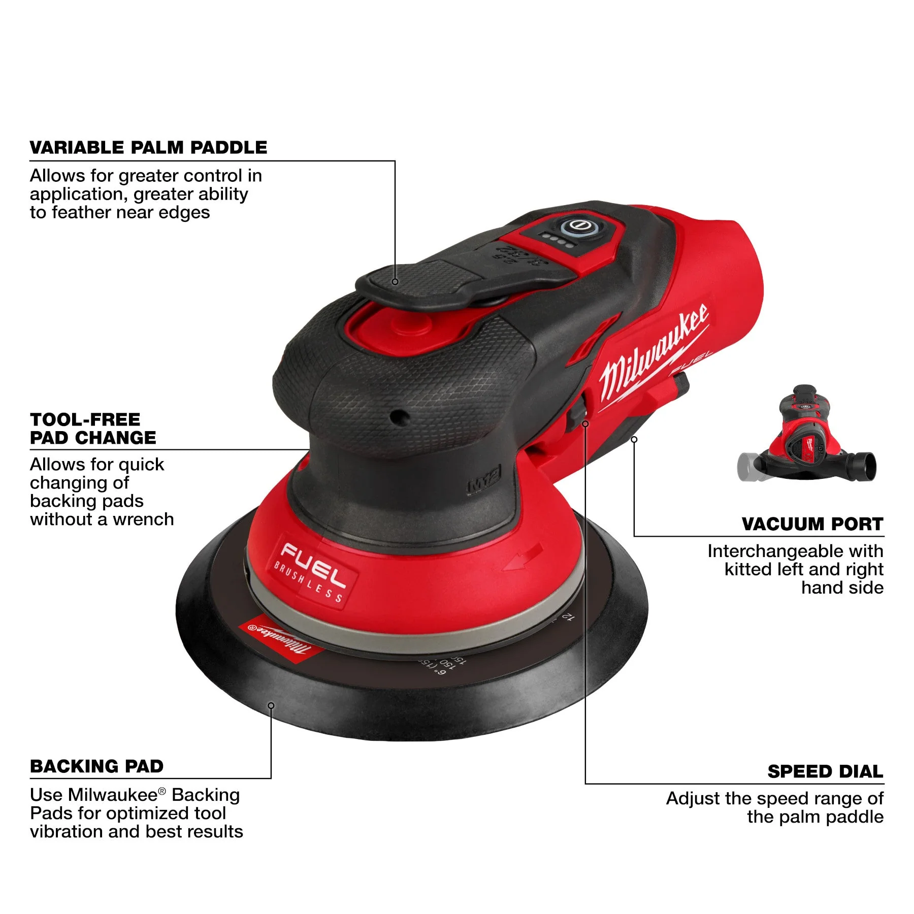 Milwaukee 2584-20 M12™ FUEL™ 6" Random Orbital Sander (3/32") - Image 2