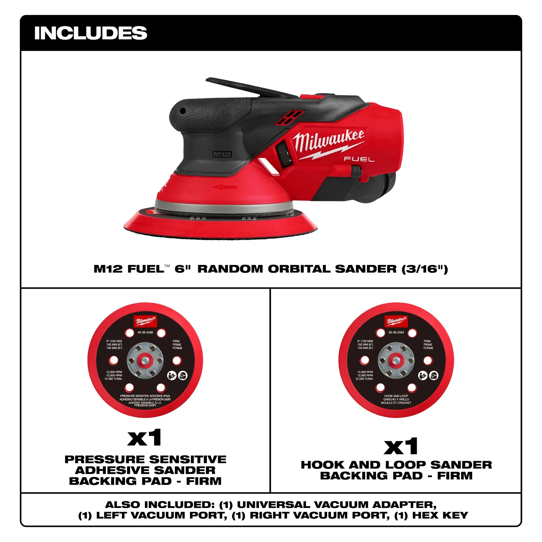Milwaukee 2585-20 M12™ FUEL™ 6" Random Orbital Sander (3/16") - Image 3