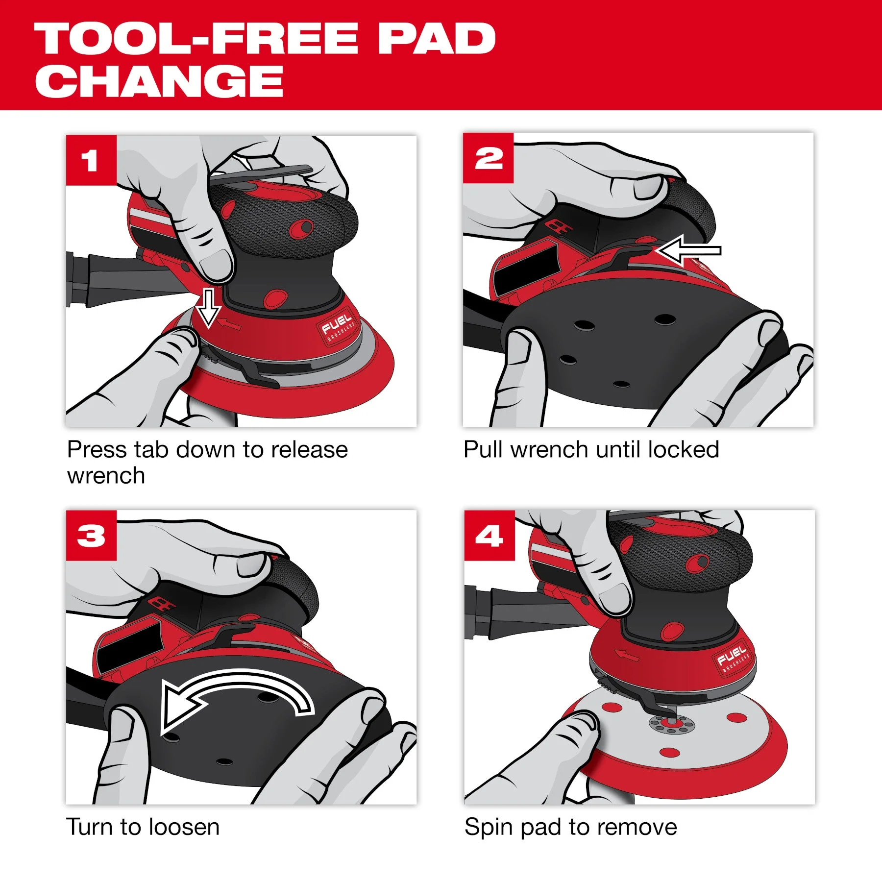 Milwaukee 2585-22 M12™ FUEL™ 6" Random Orbital Sander Kit (3/16") - Image 6