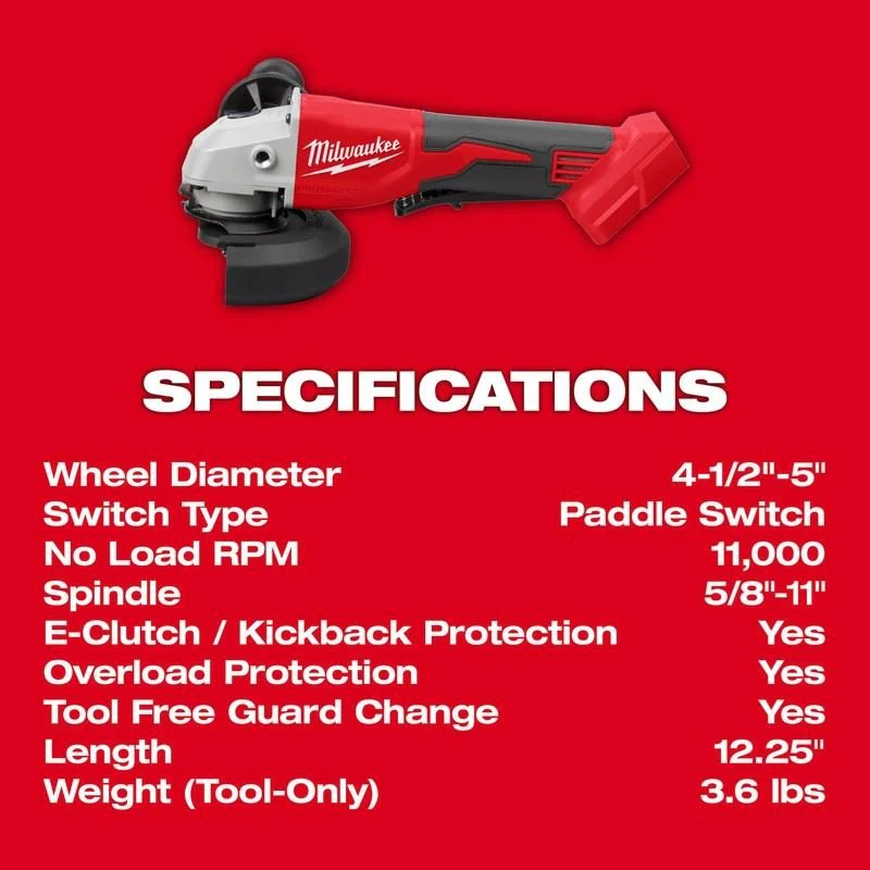 Milwaukee 2686-20 M18 Brushless 4-1/2in / 5in Cut-Off Grinder, Paddle Switch - Image 7