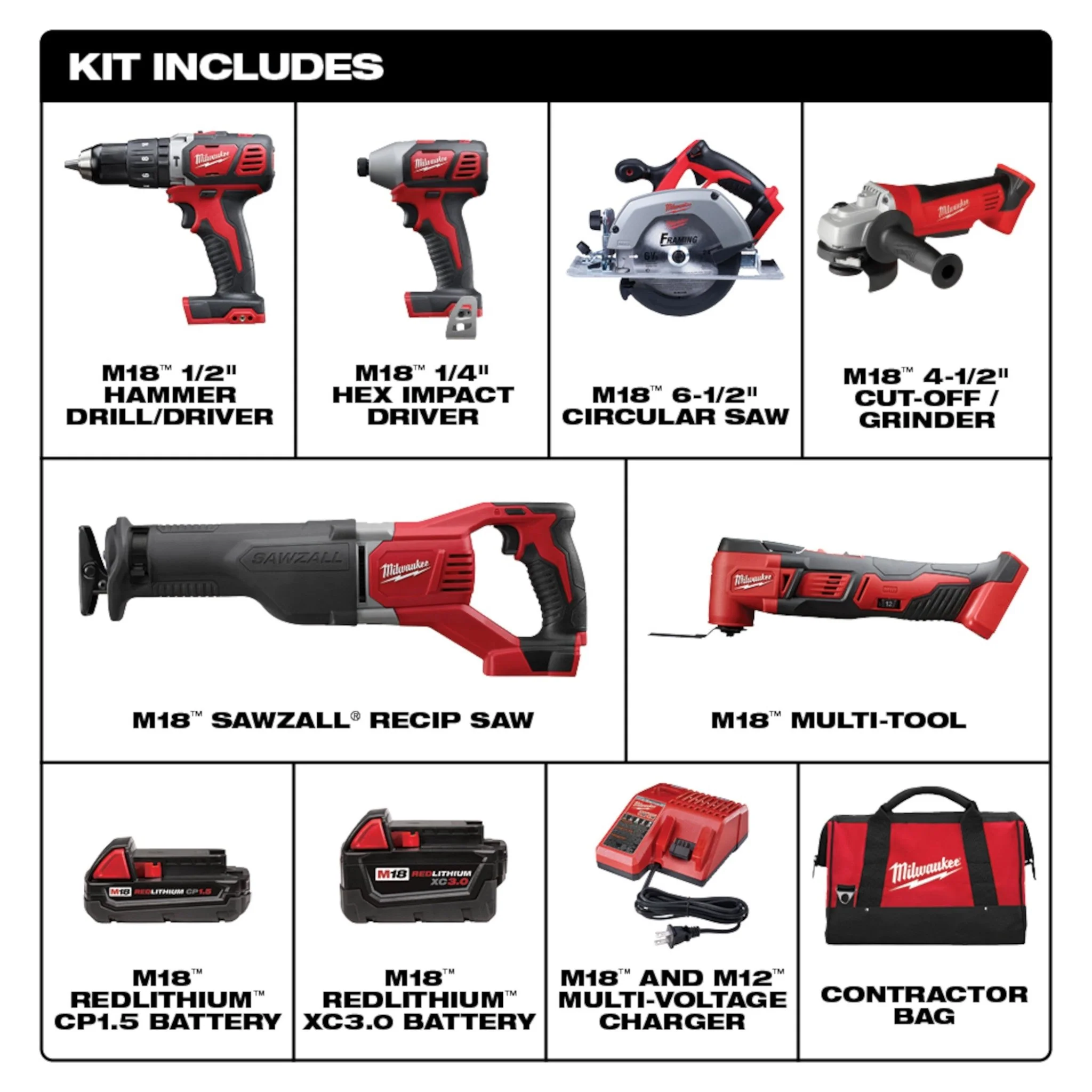 Milwaukee 2697-26 M18 6pc Combo Kit - Image 2