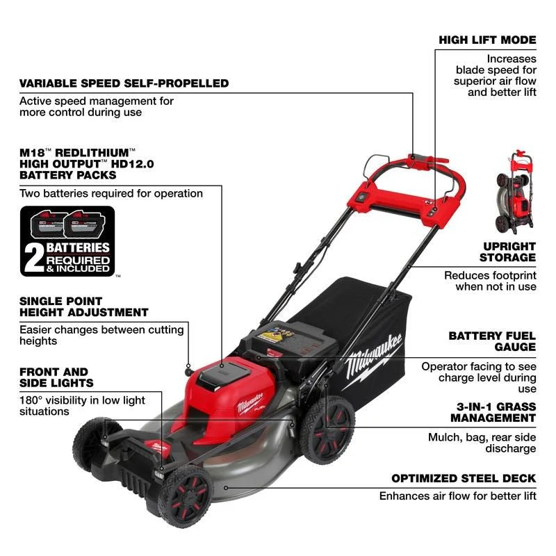Milwaukee 2823-22HD M18 FUEL 21in Self-Propelled Dual Battery Mower Kit - Image 4