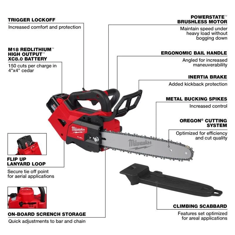 Milwaukee 2826-21T M18 FUEL 14in Top Handle Chainsaw Kit - Image 3