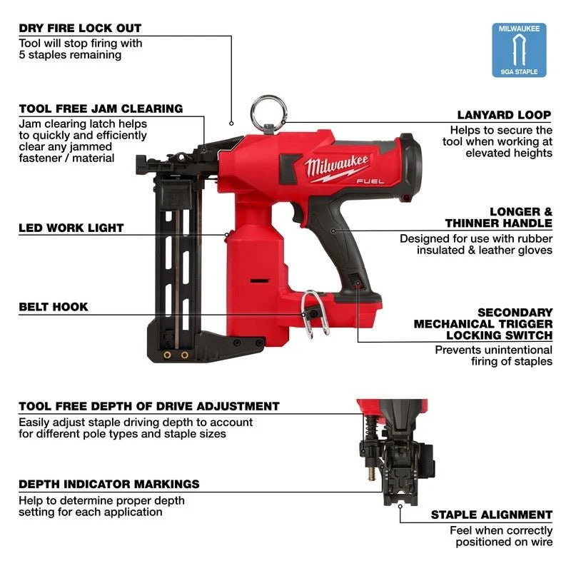 Milwaukee 2843-20 M18 FUEL UTILITY FENCING STAPLER - Image 9