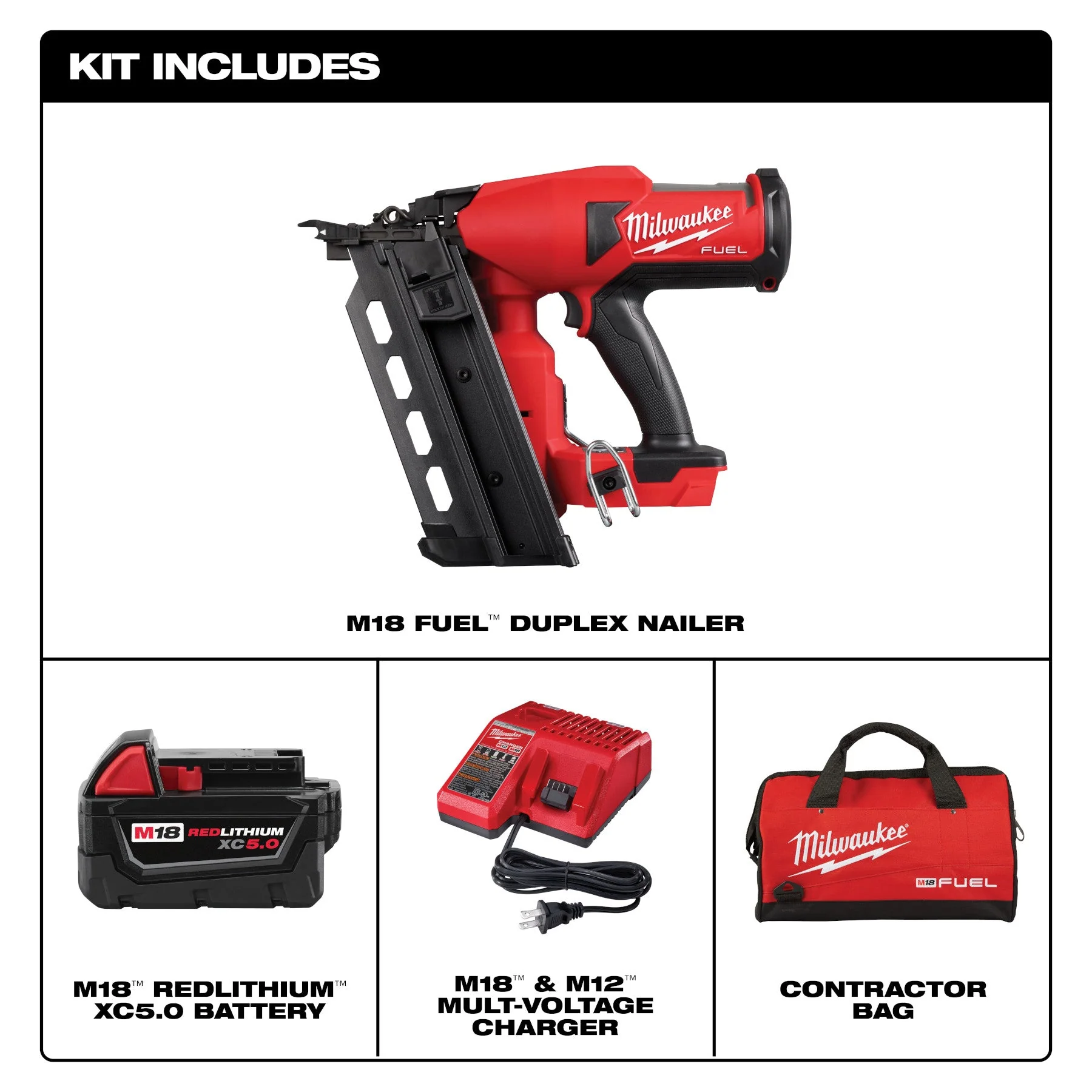 Milwaukee 2844-21 M18 FUEL Duplex Nailer Kit - Image 2