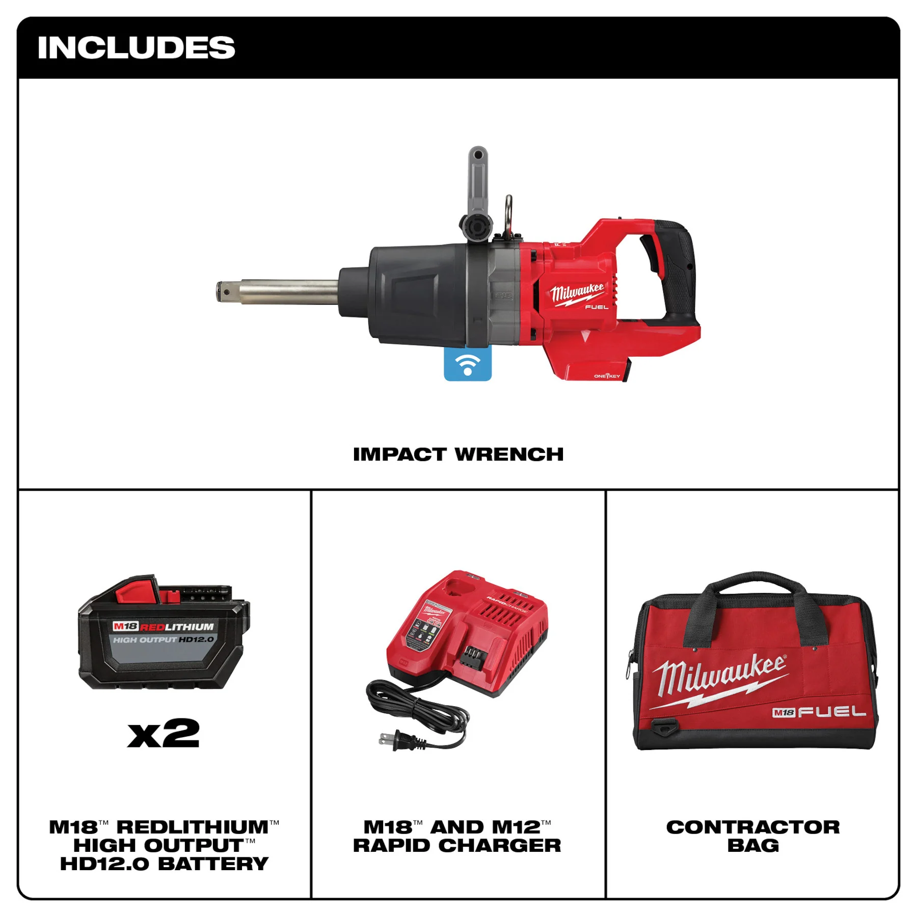 Milwaukee 2869-22HD M18 FUEL™ 1" D-Handle Ext. Anvil High Torque Impact Wrench w/ ONE-KEY™ Kit - Image 2