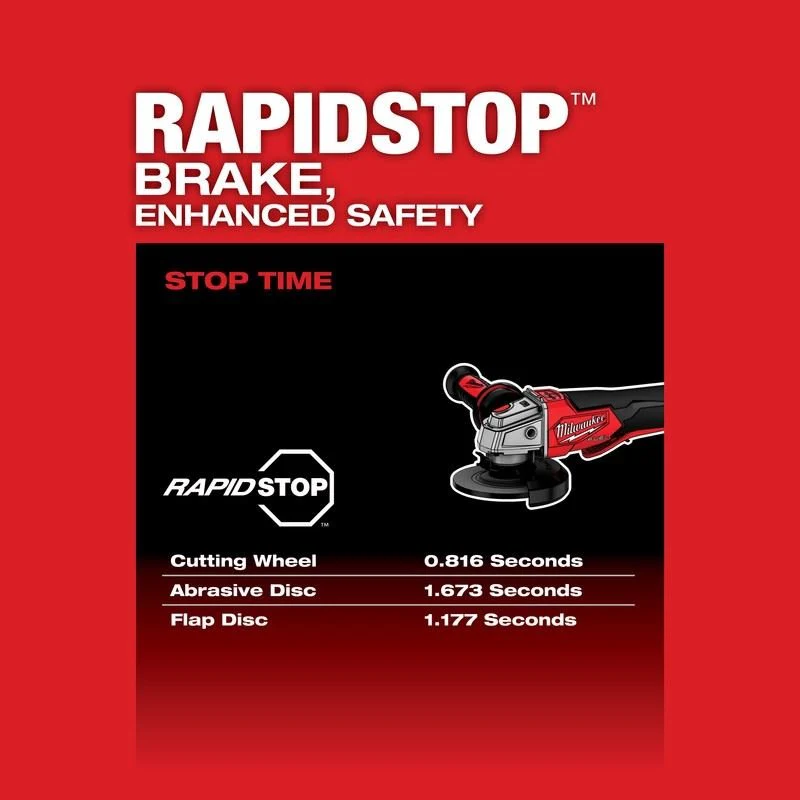 Milwaukee 2888-20 M18 FUEL 4-1/2in / 5in Variable Speed Braking Grinder, Paddle Switch No-Lock - Image 4