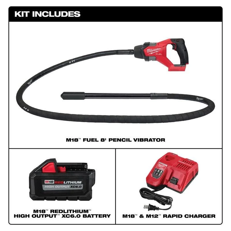 Milwaukee 2911-21 M18 FUEL 8ft Concrete Pencil Vibrator Kit - Image 4