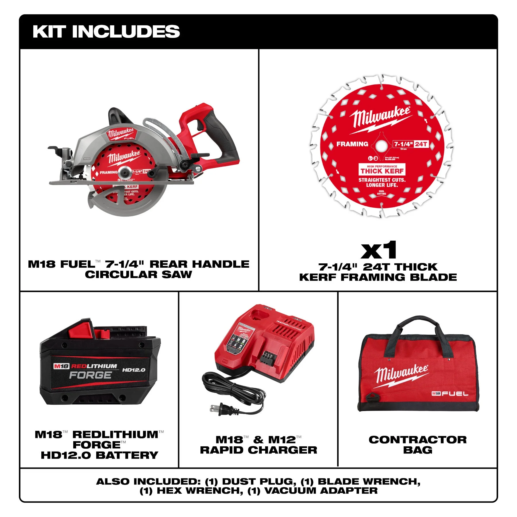 Milwaukee 2930-21HD M18 FUEL™ 7-1/4" Rear Handle Circular Saw Kit - Image 2