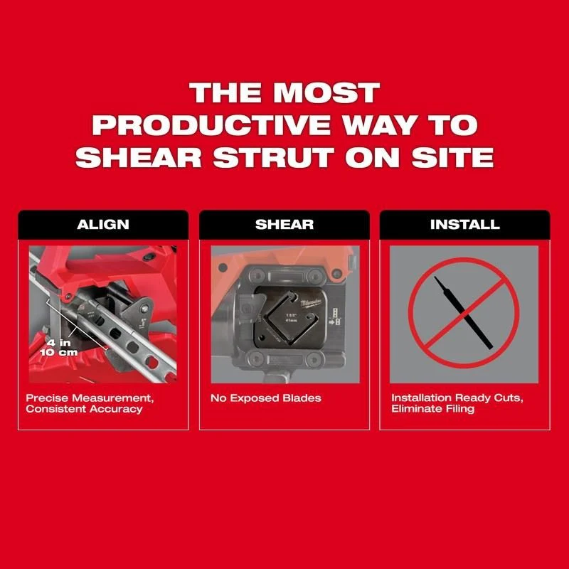 Milwaukee 2933-21 M18 FORCE LOGIC Single Channel Strut Shear Kit - Image 18