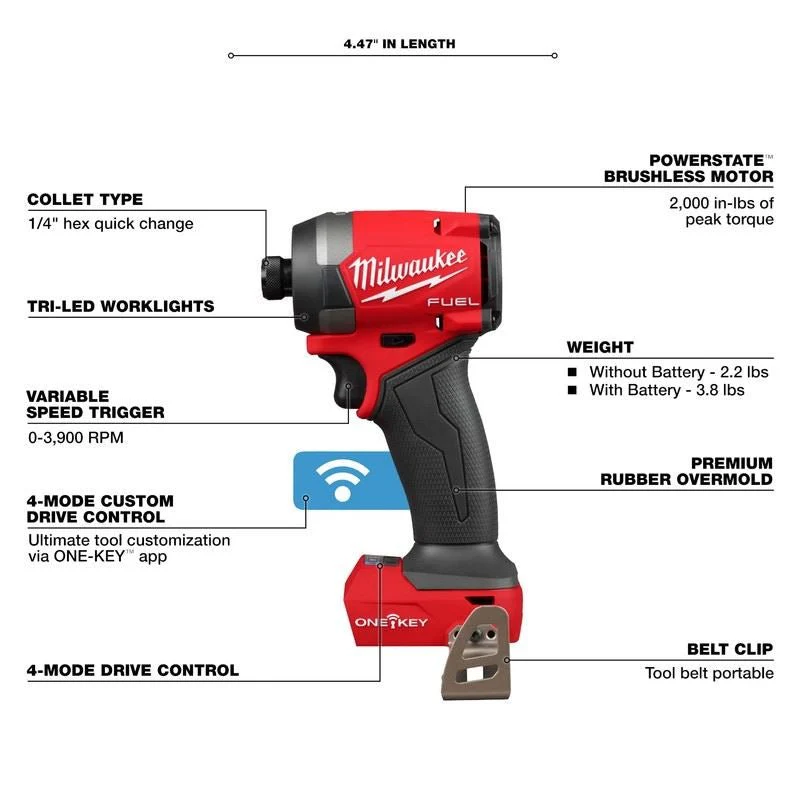 Milwaukee 2957-20 M18 FUEL 1/4in Hex Impact Driver w/ ONE-KEY - Image 5