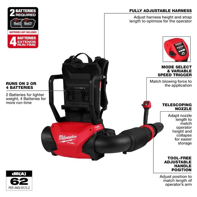 Milwaukee 3009-20 M18 FUEL Dual Battery Backpack Blower - Image 3