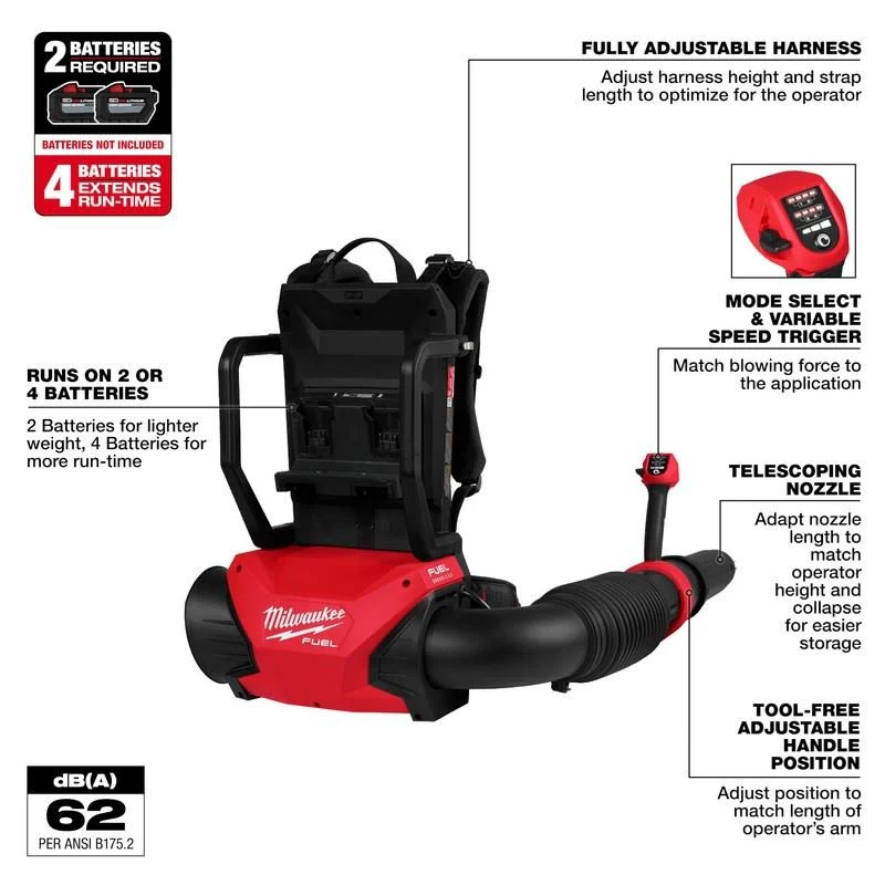 Milwaukee 3009-24HD M18 FUEL Dual Battery Backpack Blower Kit - Image 11