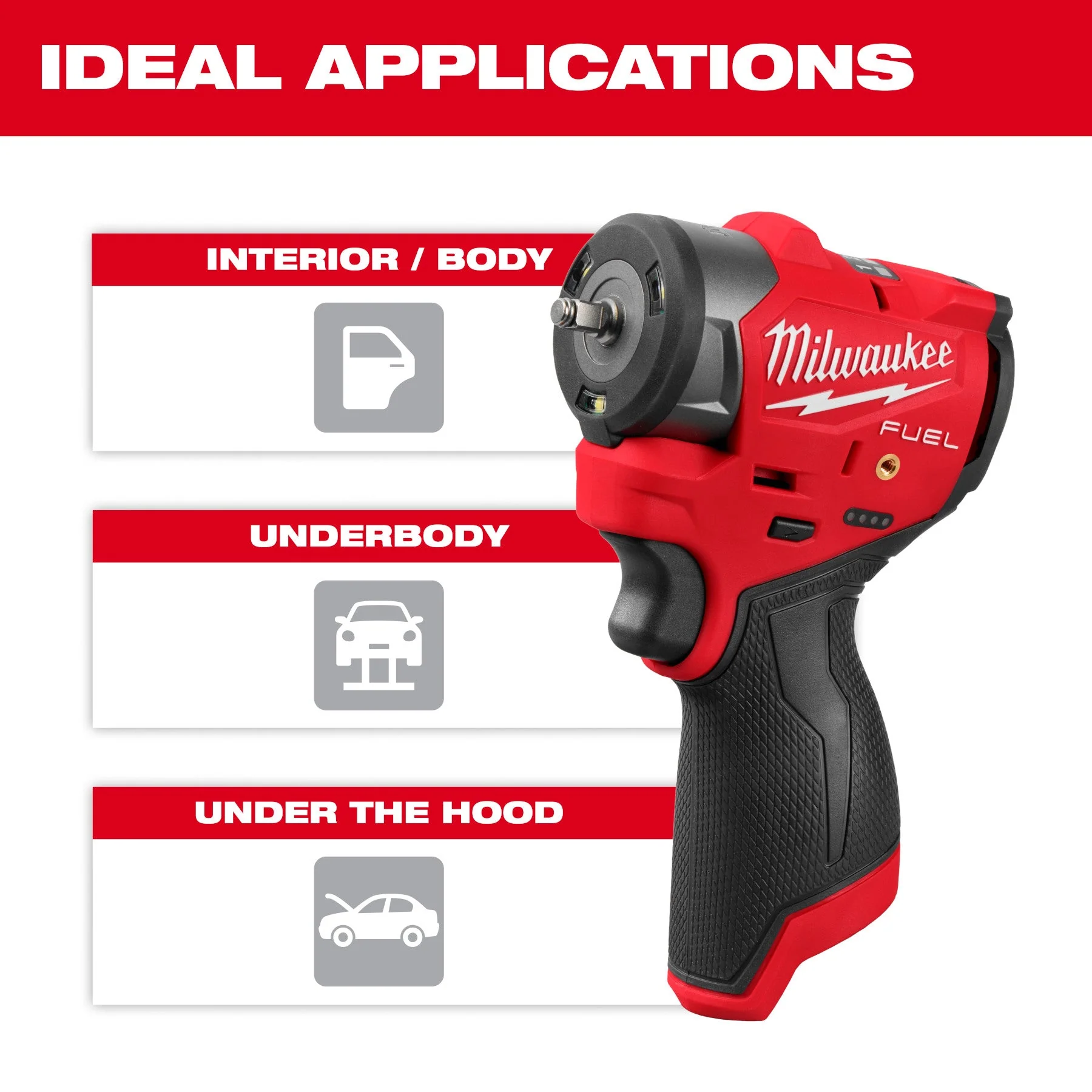 Milwaukee 3049-22 M12 FUEL™ 3/8" Subcompact Impact Wrench w/ Friction Ring Kit - Image 4