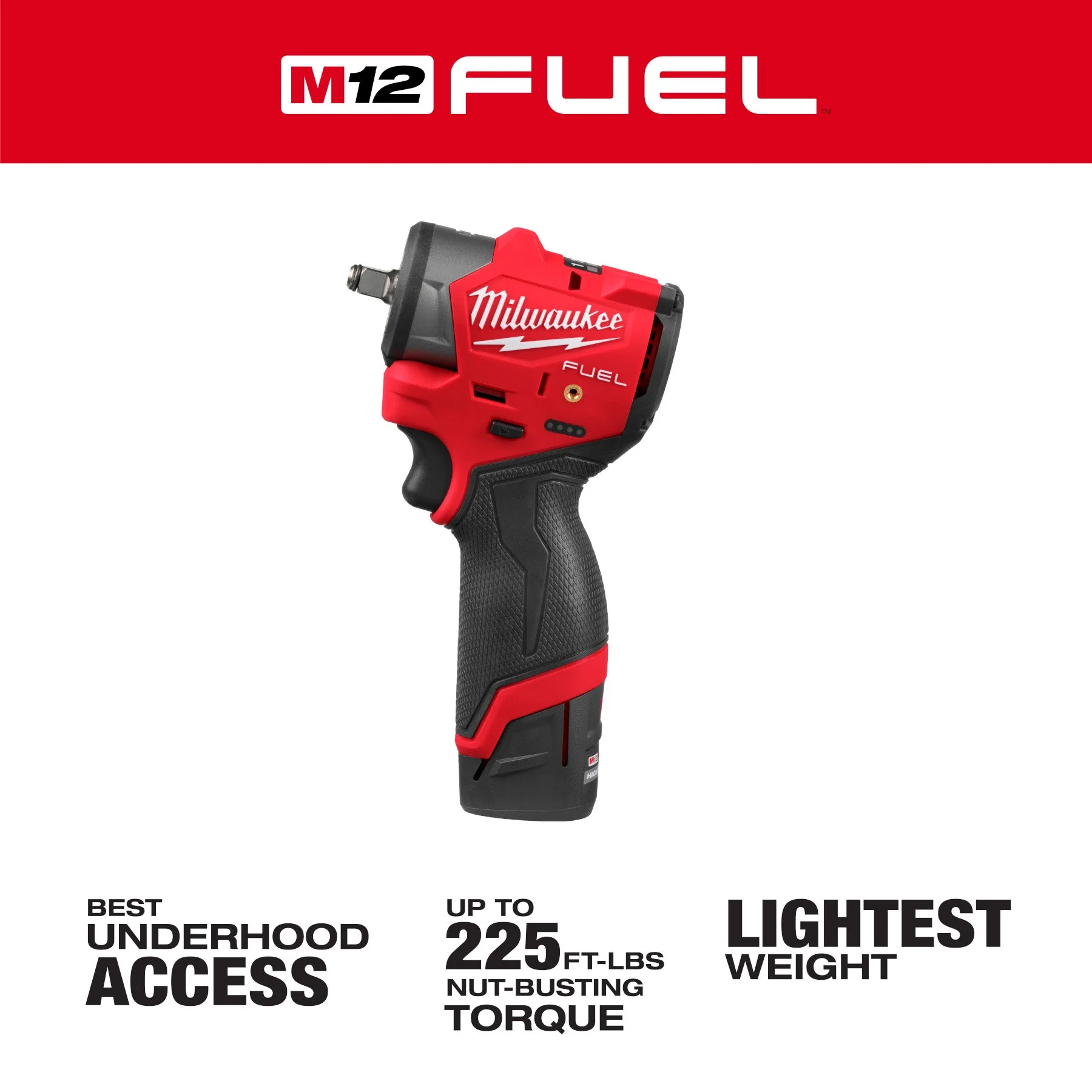 Milwaukee 3049-22 M12 FUEL™ 3/8" Subcompact Impact Wrench w/ Friction Ring Kit - Image 5