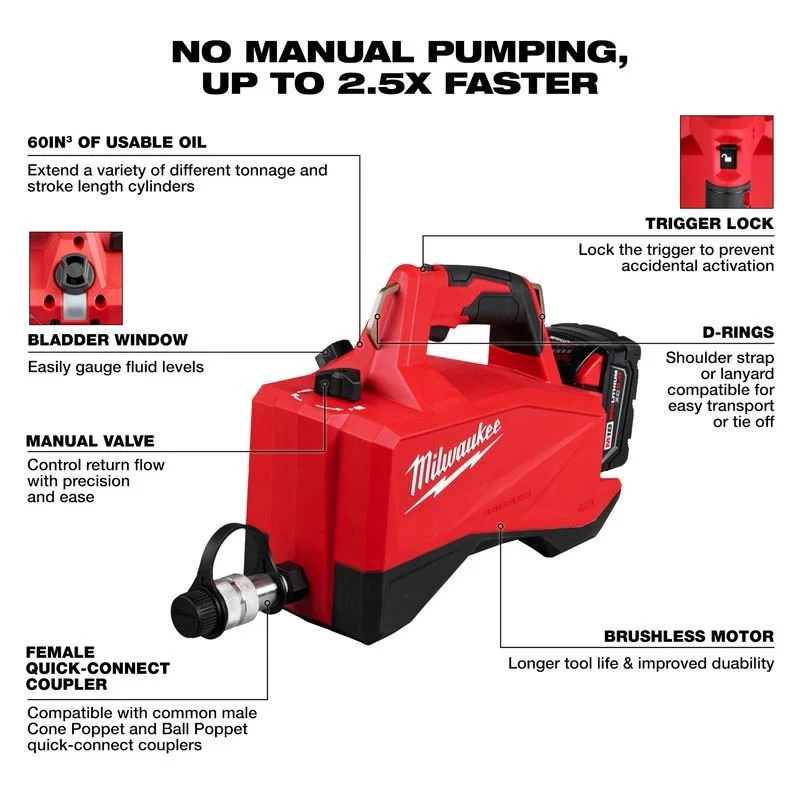 Milwaukee 3120-21 M18 Brushless Single Acting 60in3 10,000psi Hydraulic Pump - Image 11