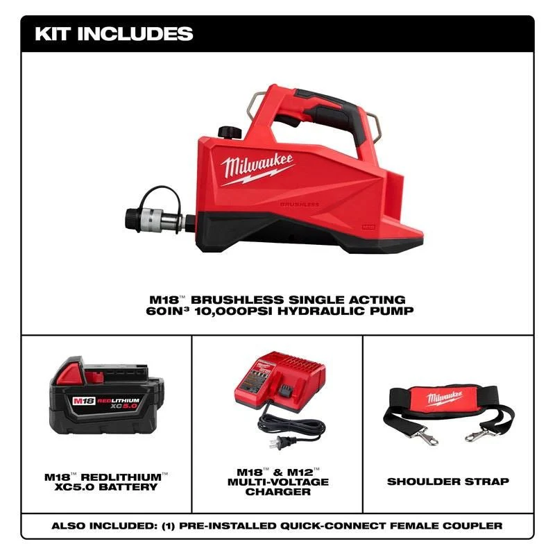 Milwaukee 3120-21 M18 Brushless Single Acting 60in3 10,000psi Hydraulic Pump - Image 9
