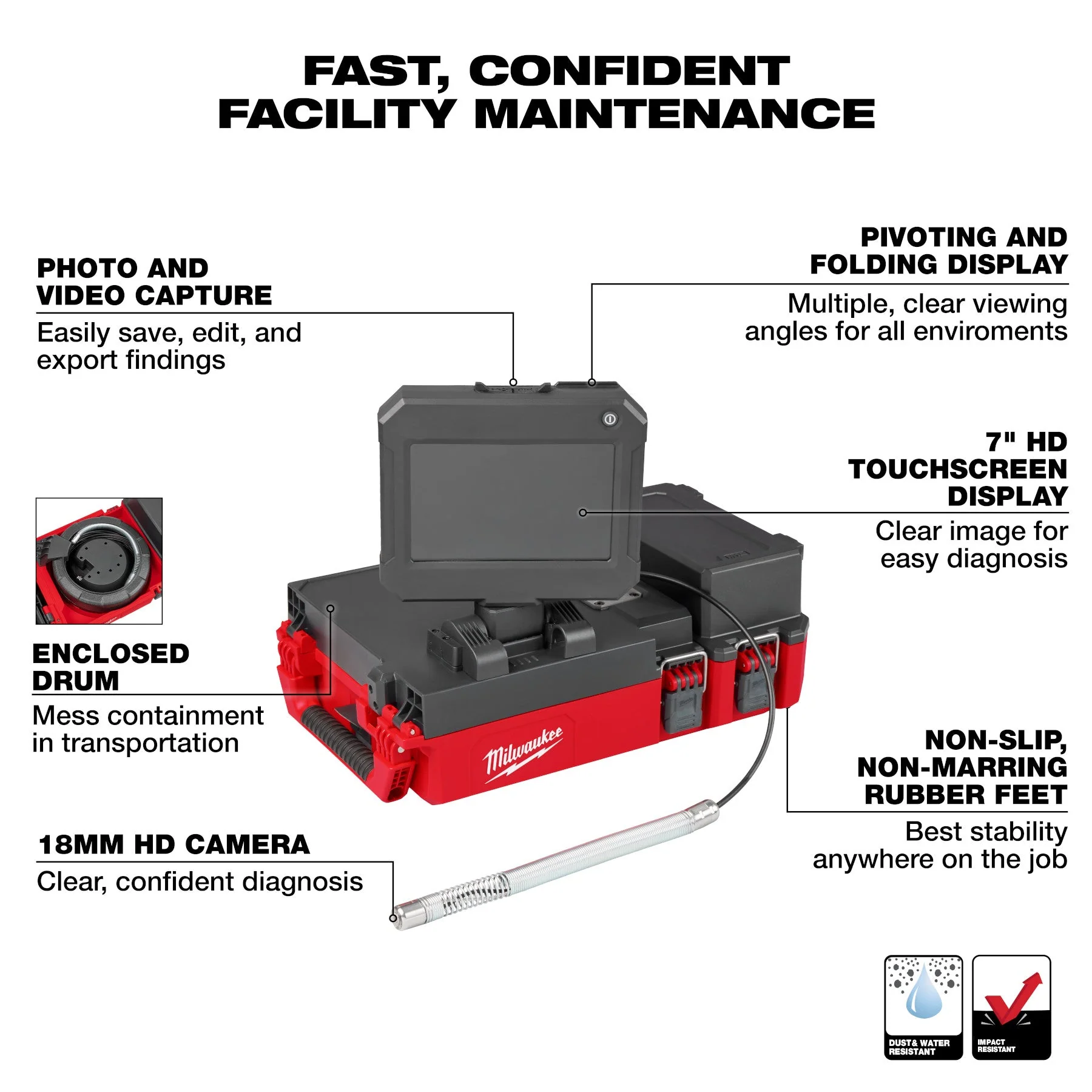 Milwaukee 3154-20 M12™ 75' Drain Camera w/ PACKOUT™ Compatibility - Image 2