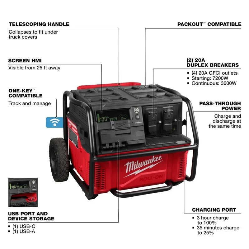 Milwaukee 3300R ROLL-ON 7200W/3600W 2.5kWh Power Supply - Image 7