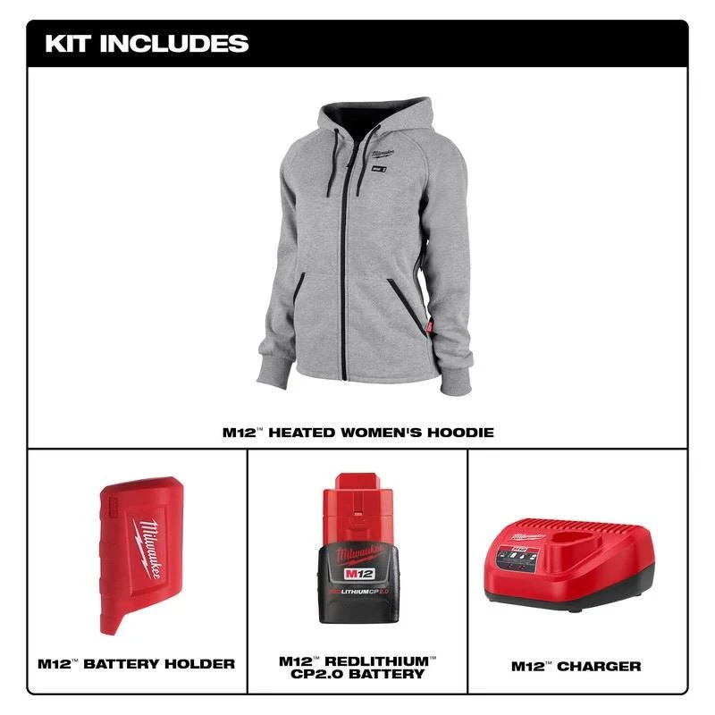 Milwaukee 336G-21 M12 Womens Heated Hoodie - Gray - Image 10