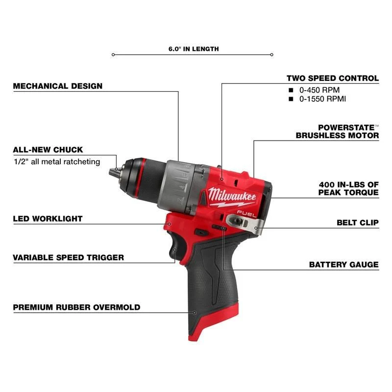 Milwaukee 3403-20 M12 FUEL 1/2in Drill/Driver - Image 5