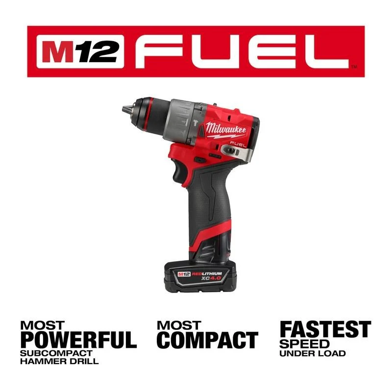 Milwaukee 3404-22 M12 FUEL 1/2in Hammer Drill/Driver Kit - Image 6