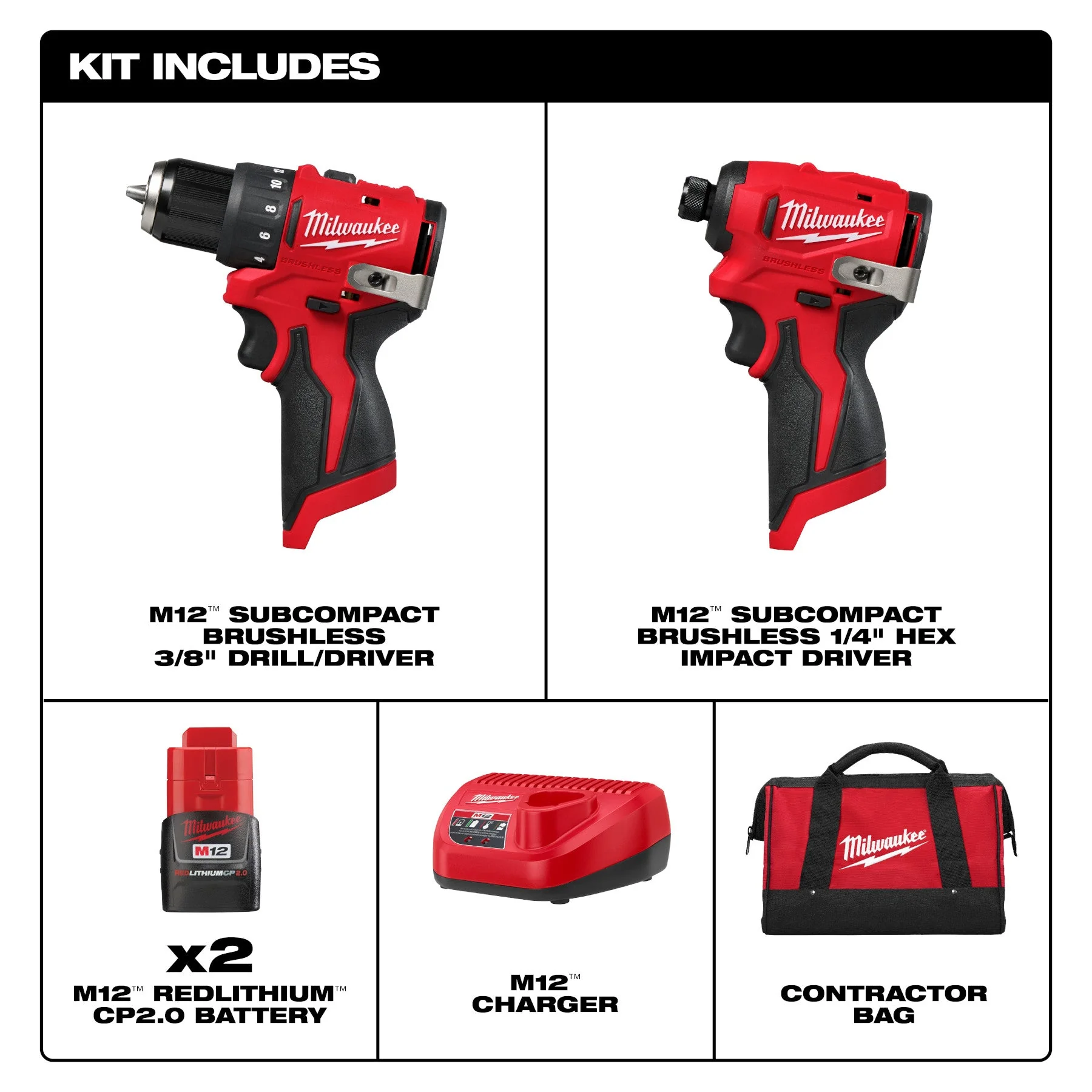 Milwaukee 3494-22 M12™ Subcompact Brushless 2-Tool Combo Kit - Image 5