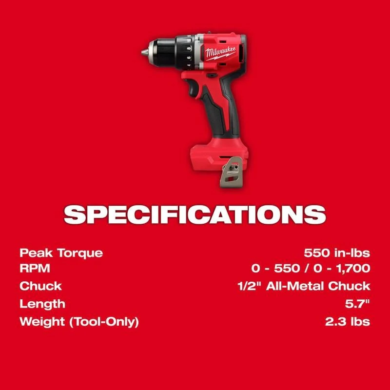 Milwaukee 3601-20 M18 Compact Brushless 1/2in Drill/ Driver - Image 4